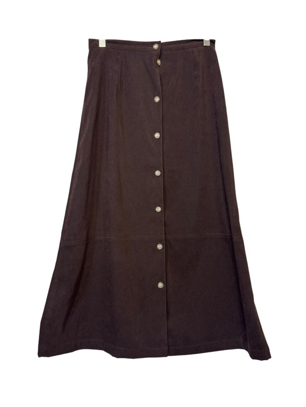 Napa Valley Womens Button Front Brown Skirt Size 8 Petite Polyester Spandex